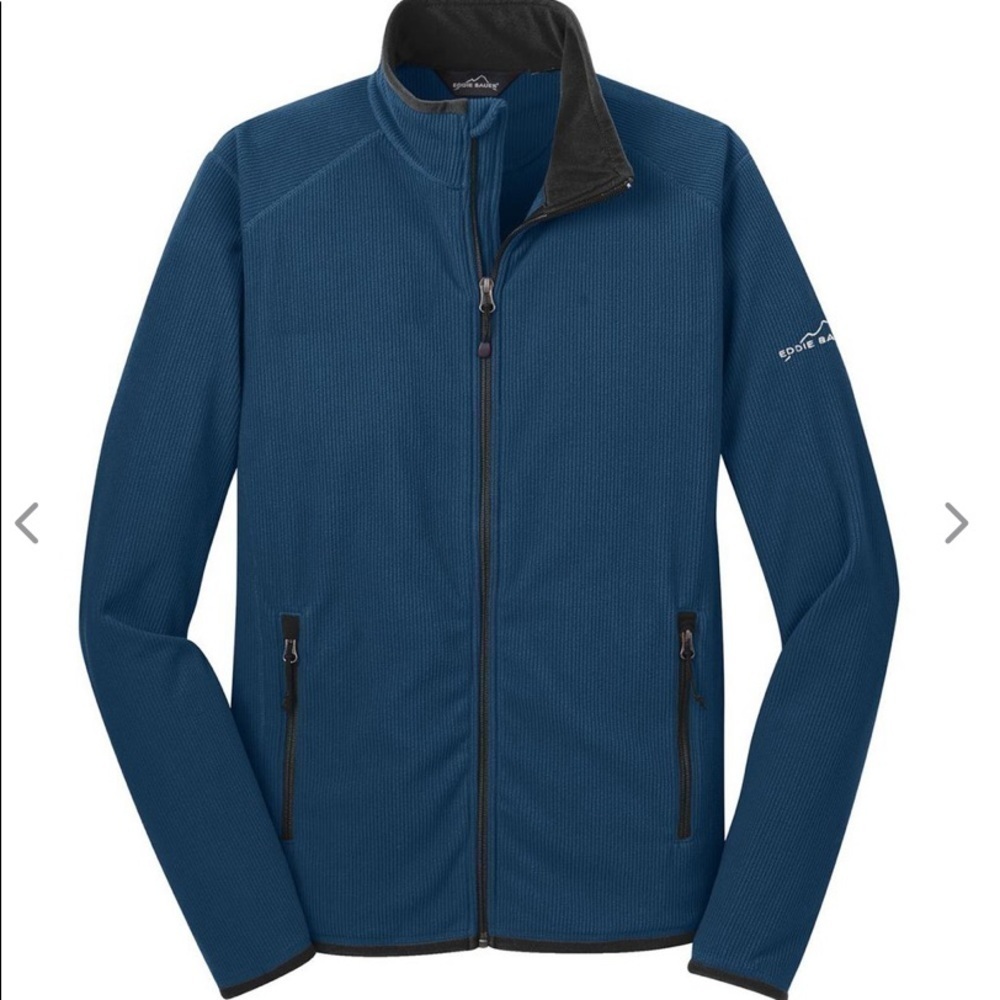 Eddie Bauer Men's Deep Sea Blue Full-Zip Vertical Fleece Jacket